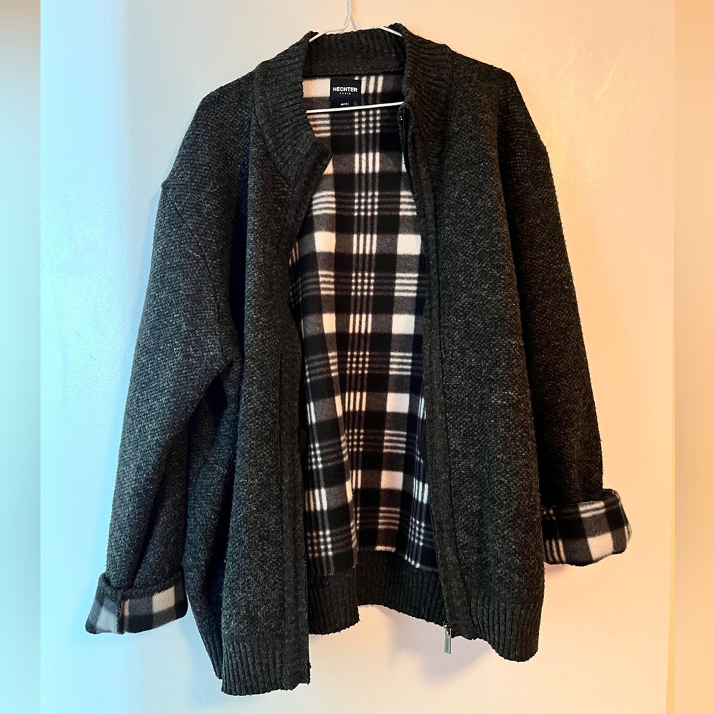 HECHTER Sweater checkered Jacket zip up XXL